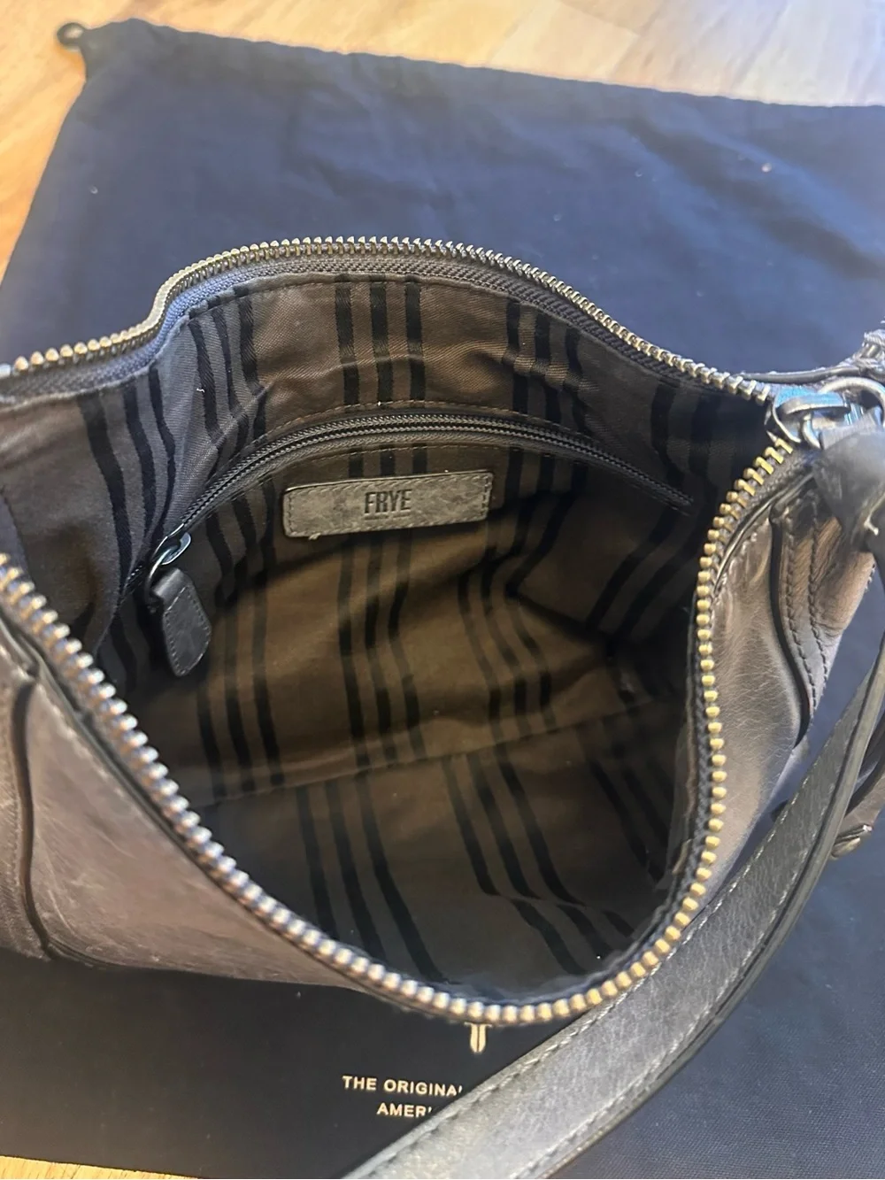 Frye Melissa Charcoal Gray Leather Crossbody Bag